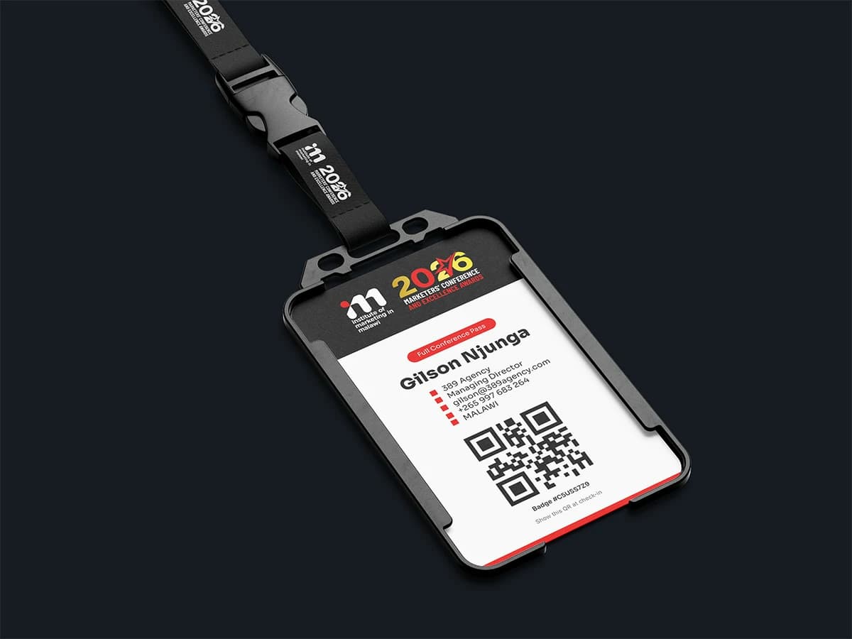 Branded event name tag sample